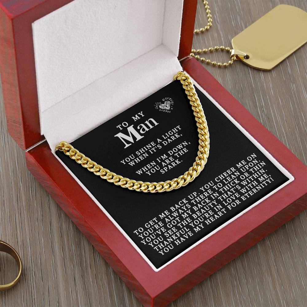 To My Man For Eternity Chain Link Necklace Cuban Link Chain
