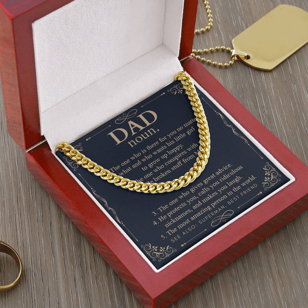 To My Dad Necklace Gift For Dad From Daughter Dad Birthday Anniversary Gift Cuban Link Chain