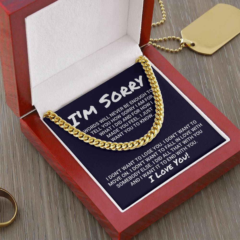 Sorry Apology Necklace Cuban Link Chain