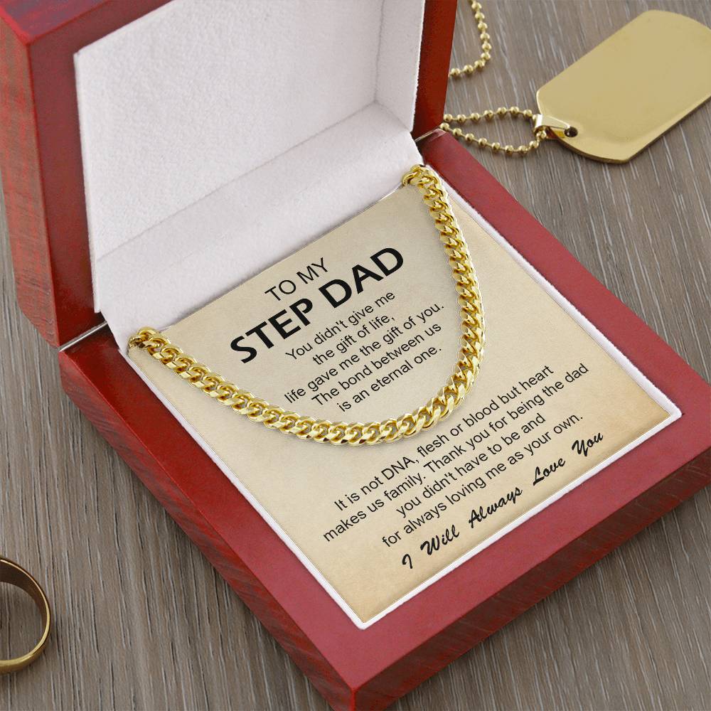 To My Step Dad Cuban Link Chain Necklace Step Dad Gift Fathers Day Gift For Stepdad Step Dad Birthday Gift