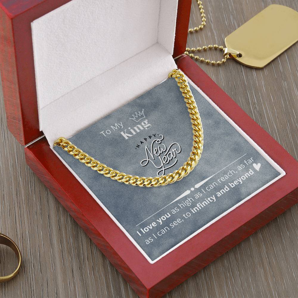 Necklace Gift For Boyfriend Husband Happy New Year Gift Message Card Cuban Link Chain