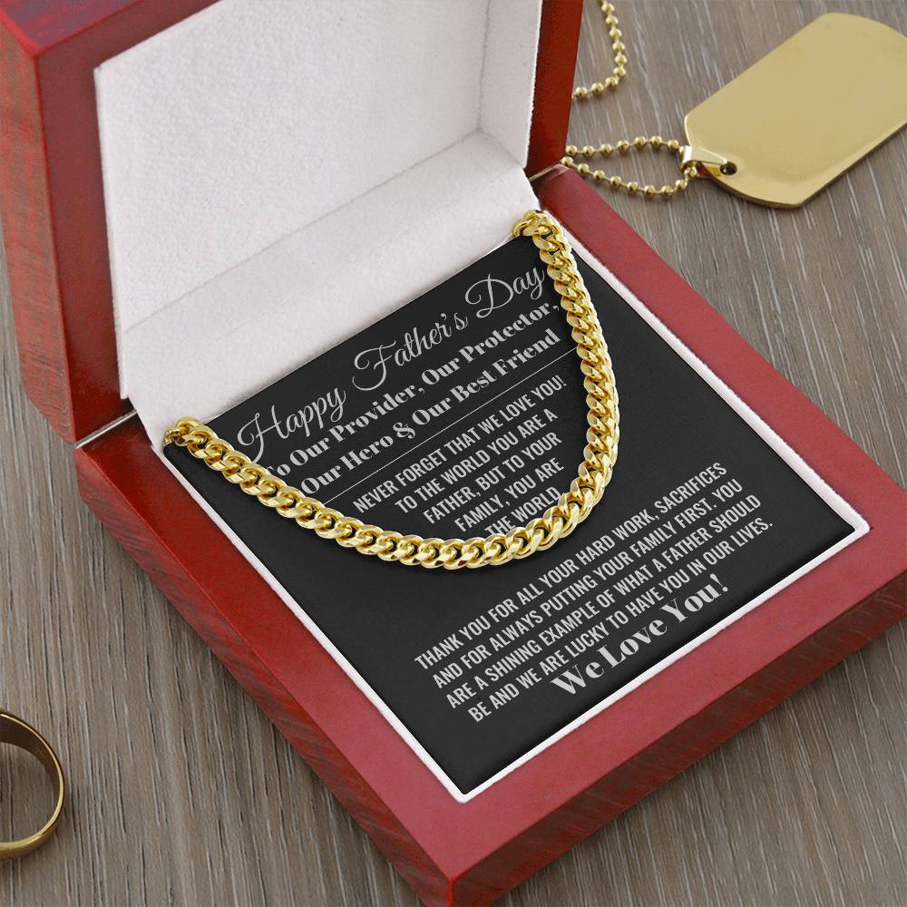Our World Father's Day Necklace Cuban Link Chain