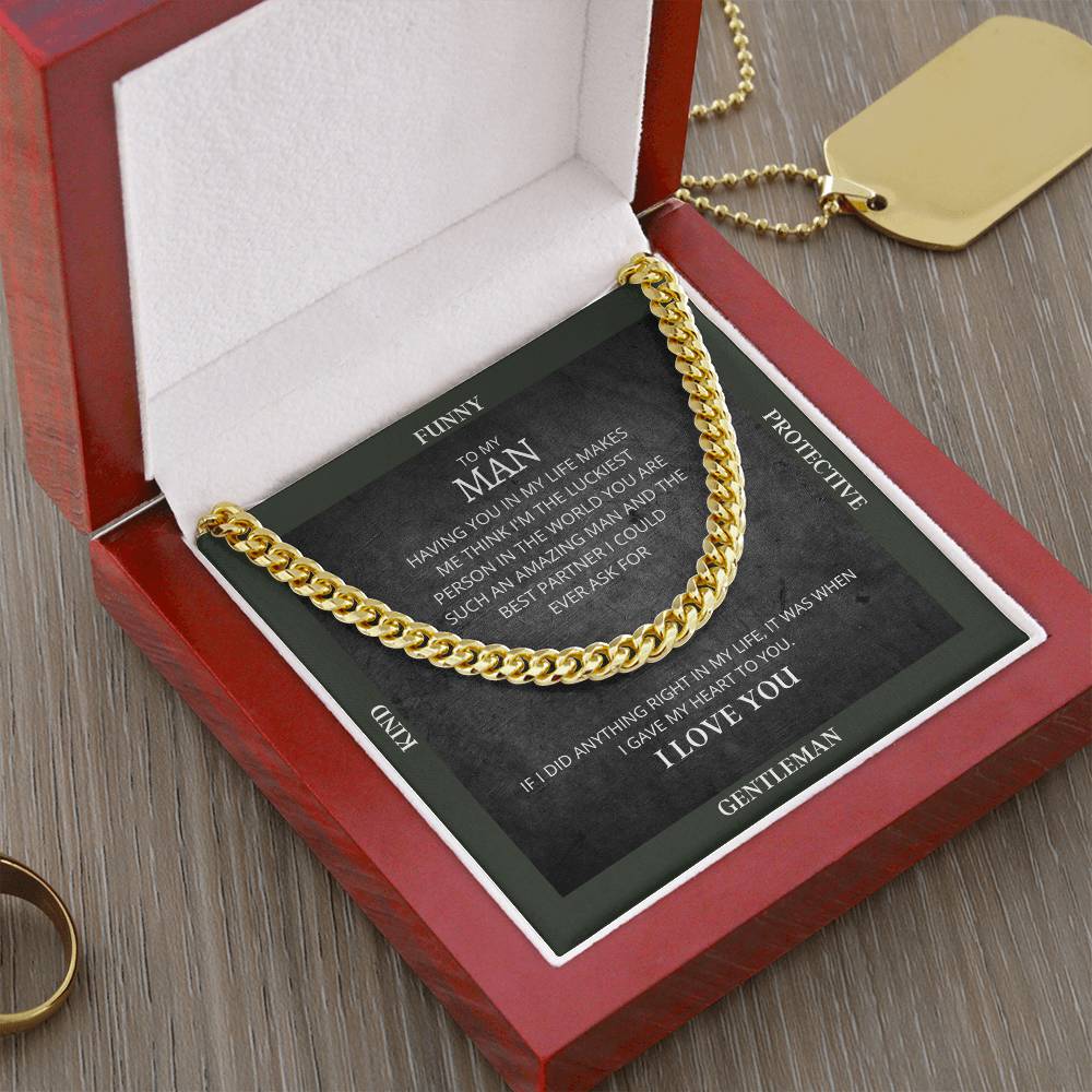I Gave My Heart To You Cuban Link Chain Necklace Forest Original