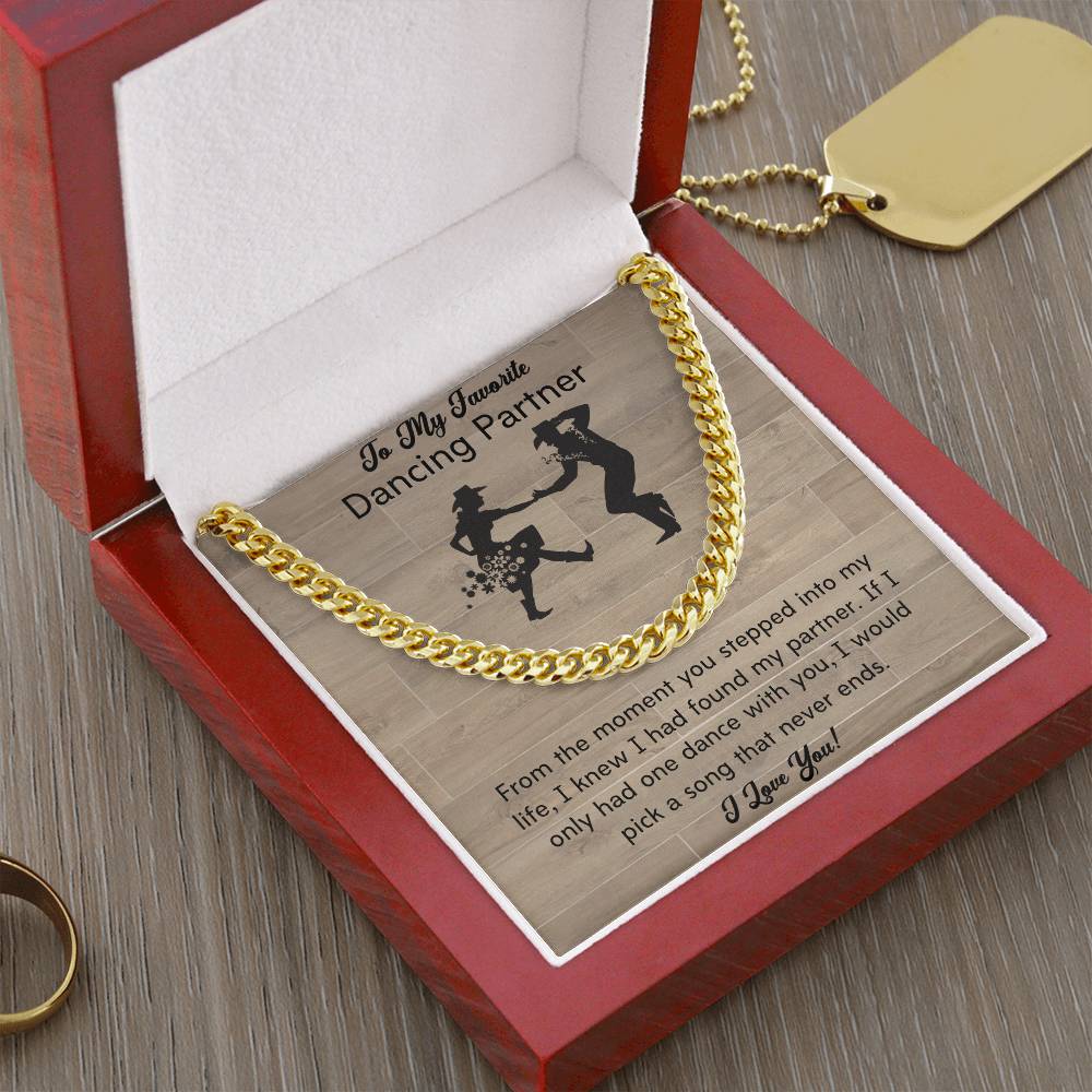 To My Dancing Partner - Line Dancers For Life - Men's Thick Link Chain Cuban Link Chain