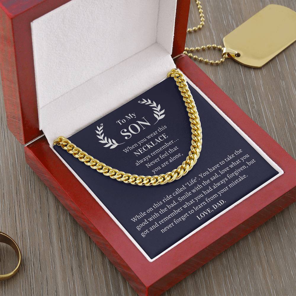 Gift For Son From Dad - Never Forget To Learn From Your Mistake Cuban Link Chain