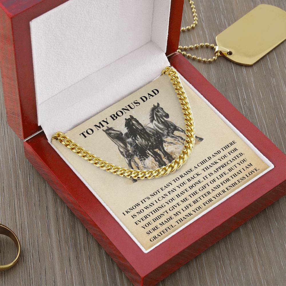 Step Dad Gift From Step Daughter Bonus Dad Gift From Bonus Son Fathers Day Horse Lover Gift For Stepped Up Dad Cuban Link Chain