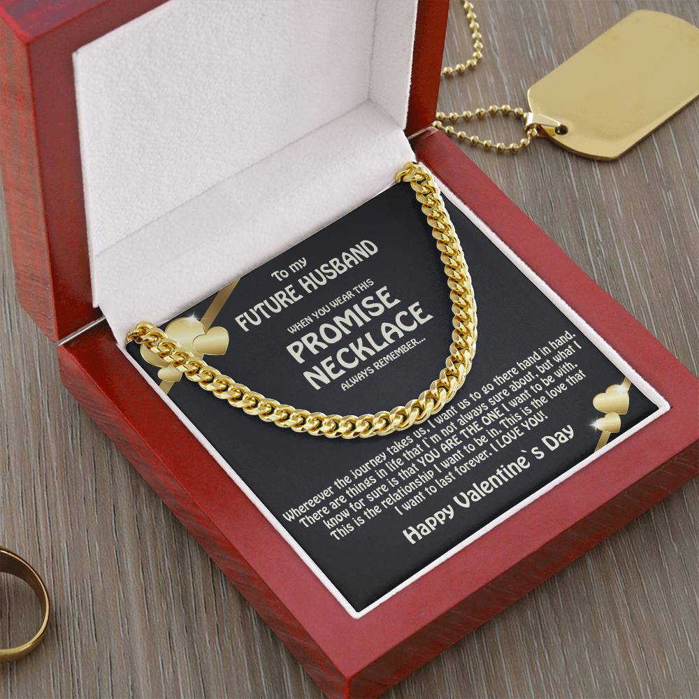 To My Future Husband Promise Necklace Solid Cuban Link Chain