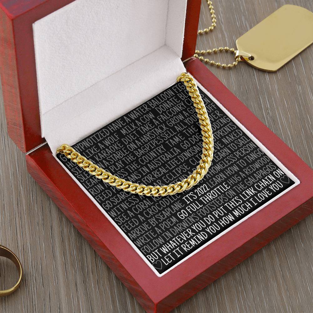 New Year Gift For Men Christmas Gift For Nephew Brother Boyfriend Husband Funny Bucket List Cuban Chain Link Cuban Link Chain