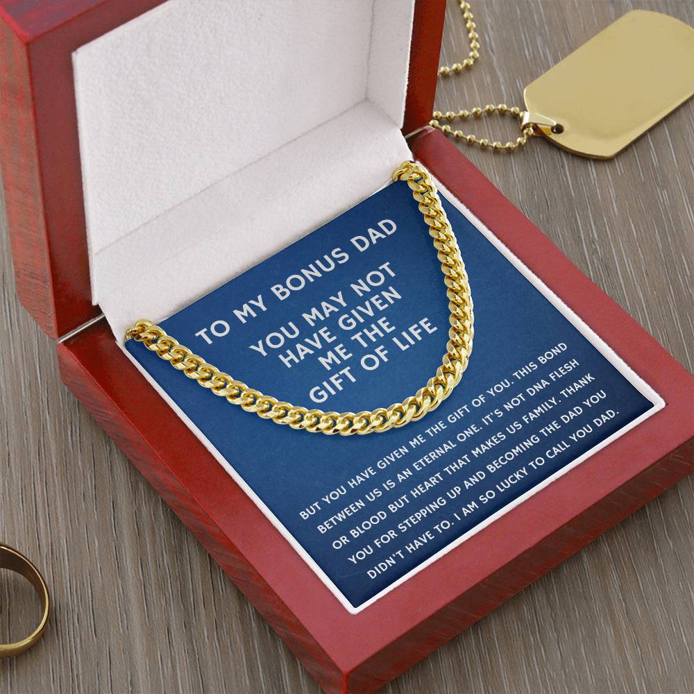 Step Dad Gift From Step Daughter Bonus Dad Gift From Bonus Son Fathers Day Sentimental Gift For Stepped Up Dad Cuban Link Chain