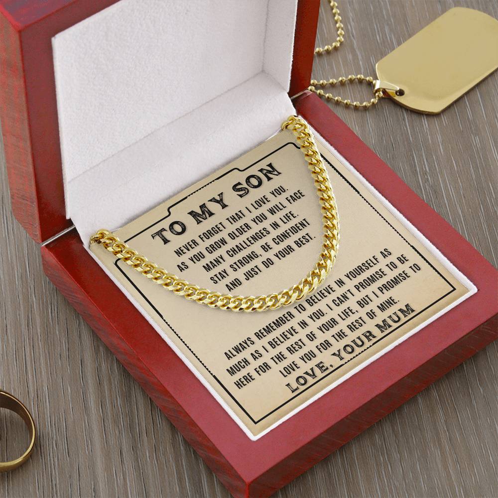 My Son - Never Forget That I Love You - Cuban Link Chain Necklace