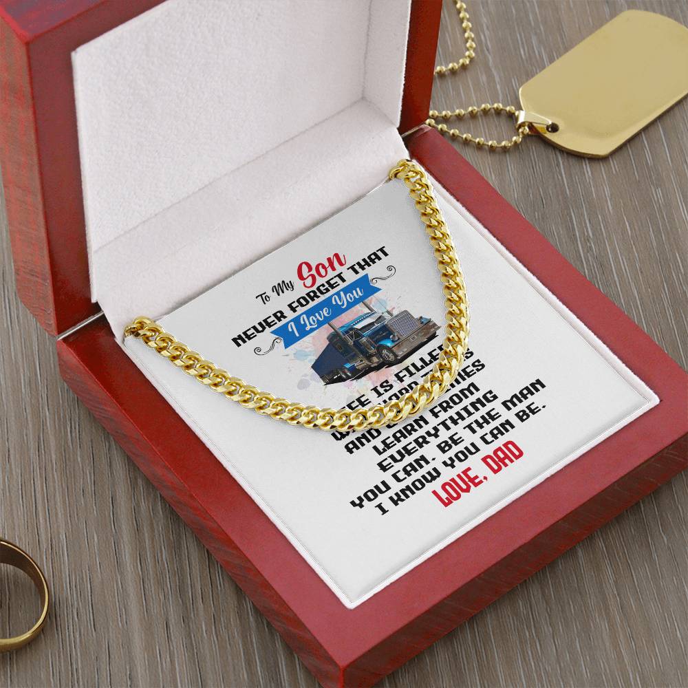 Never Forget I Love You Cuban Link Chain Necklace Gift For Son