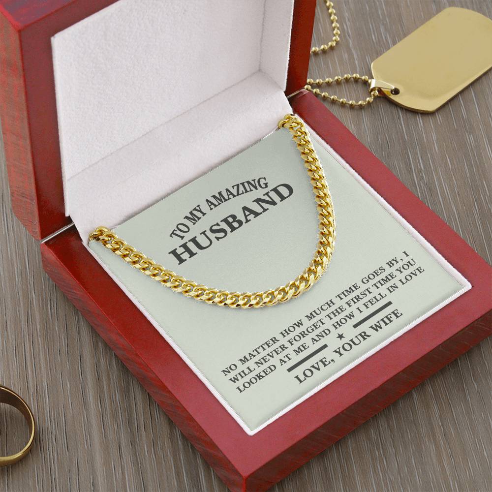 For Husband- Birthday Anniversary Gift Message Card Jewelry Cuban Link Chain