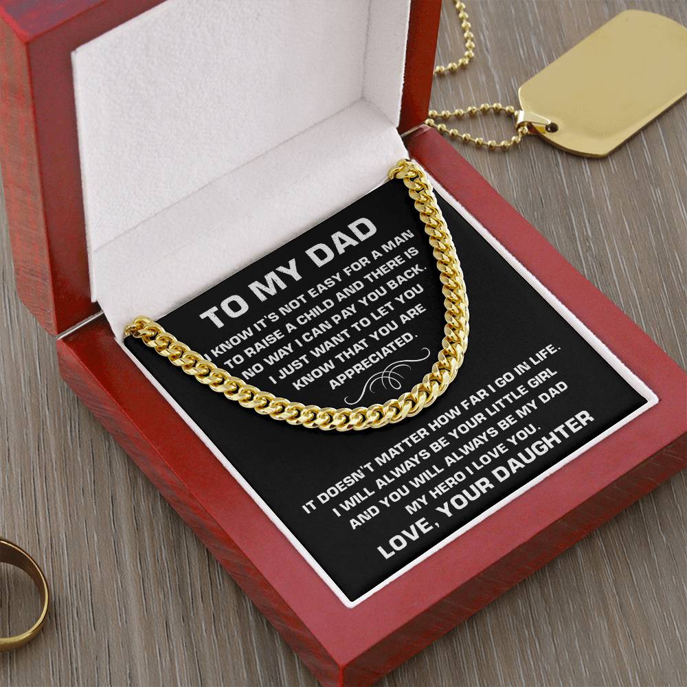 Necklace For Dad From Daughter-Best Father's Day Gift For Dad-Chain Necklace For Dad-Father's Day Jewelry Cuban Link Chain