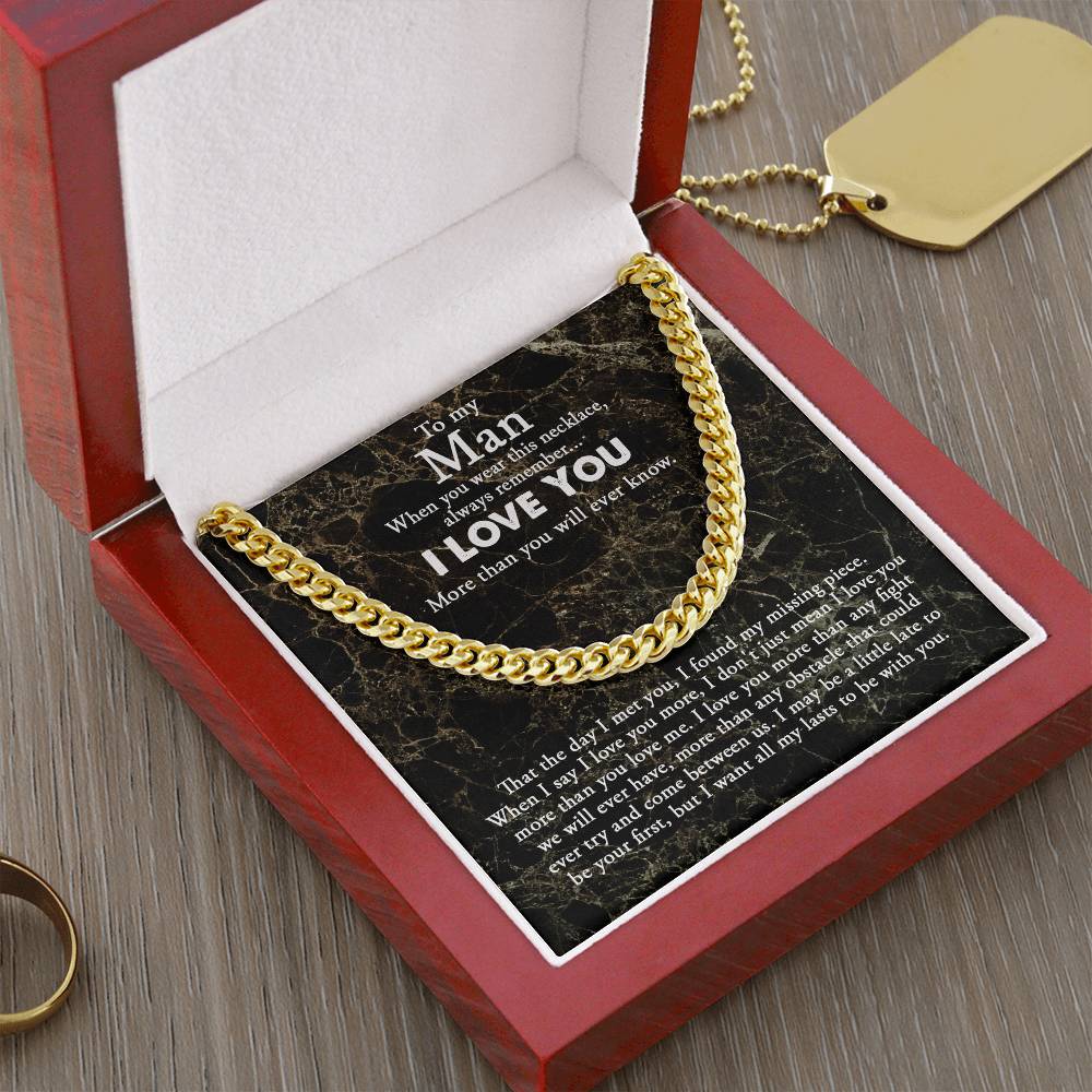 To My Man Chain Necklace Gift For Boyfriend Boyfriend Birthday Gift Anniversary Gift Cuban Link Chain