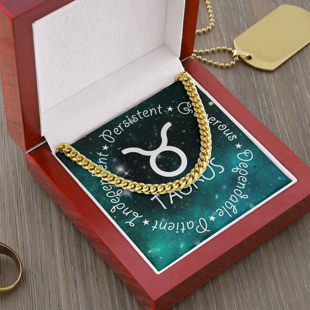 Cuban Link Chain Necklace - Taurus Theme