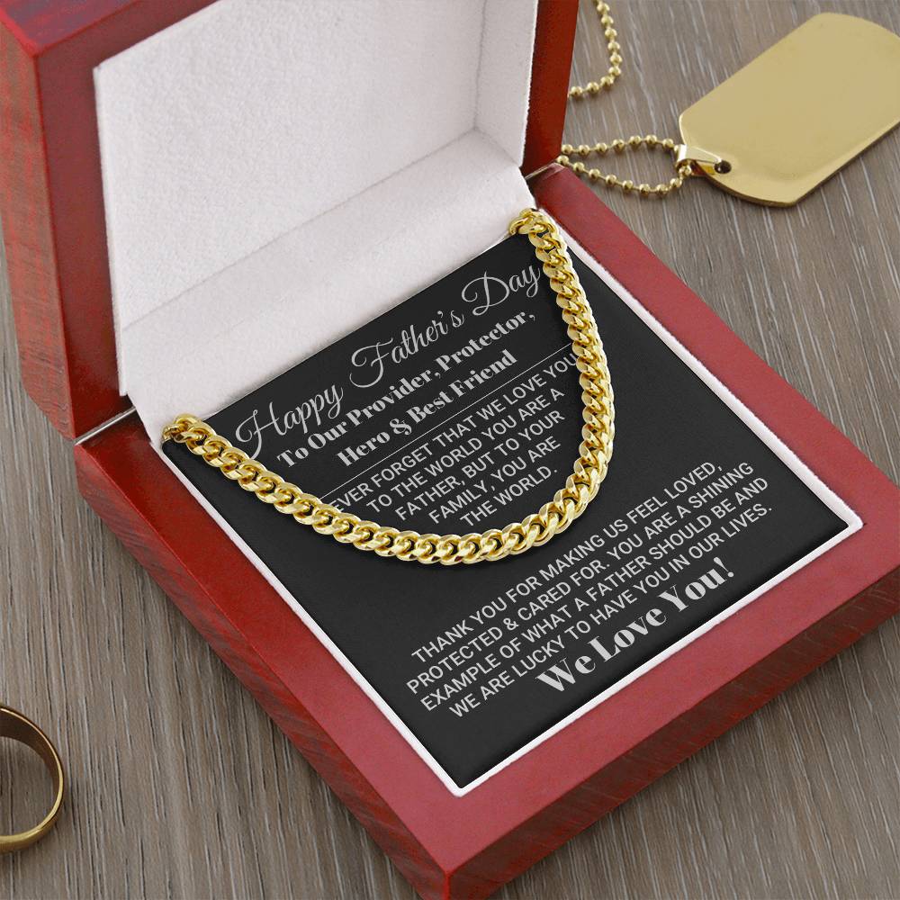 Our World Father's Day Necklace Cuban Link Chain