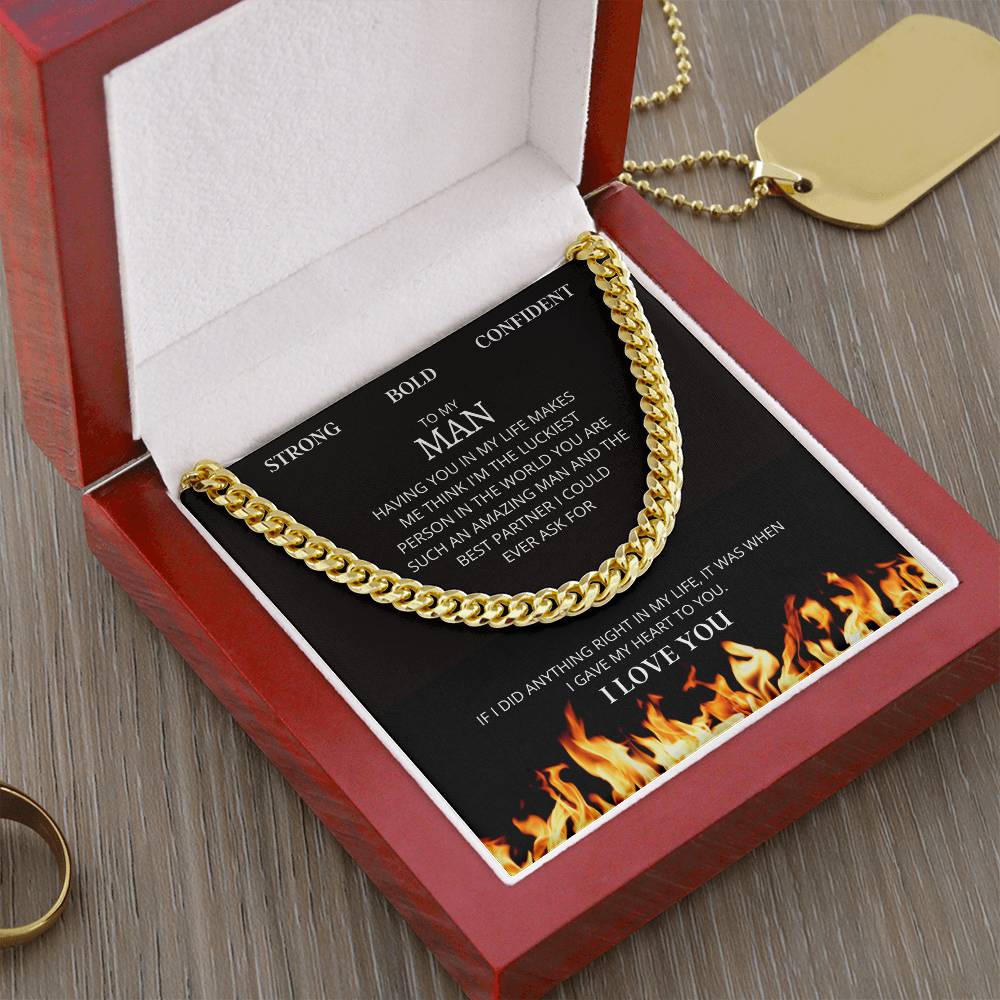 I Gave My Heart To You Cuban Link Chain Necklace Fire Edition