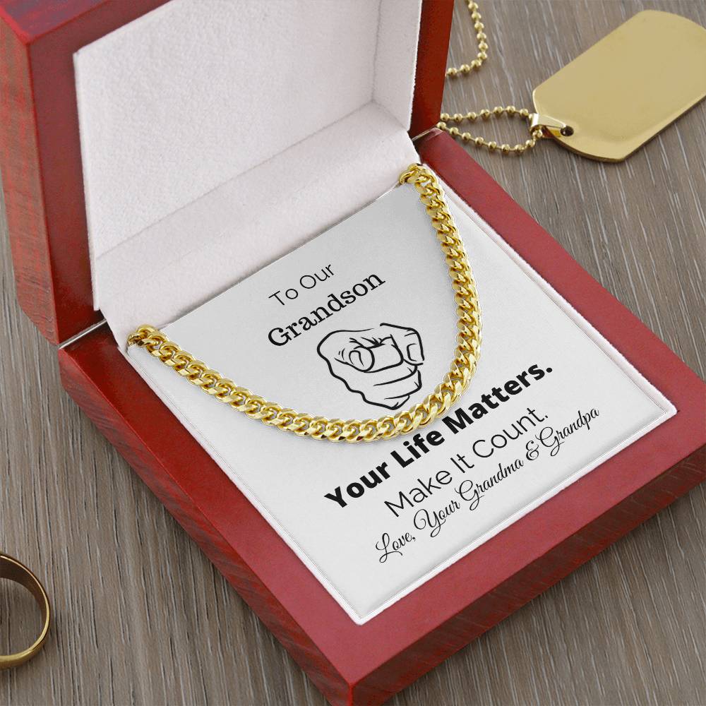 Gifts For Grandson Grandson Gift All Lives Matter Police Lives Matter Motivational Quotes Christian Gifts Sentimental Cuban Link Chain