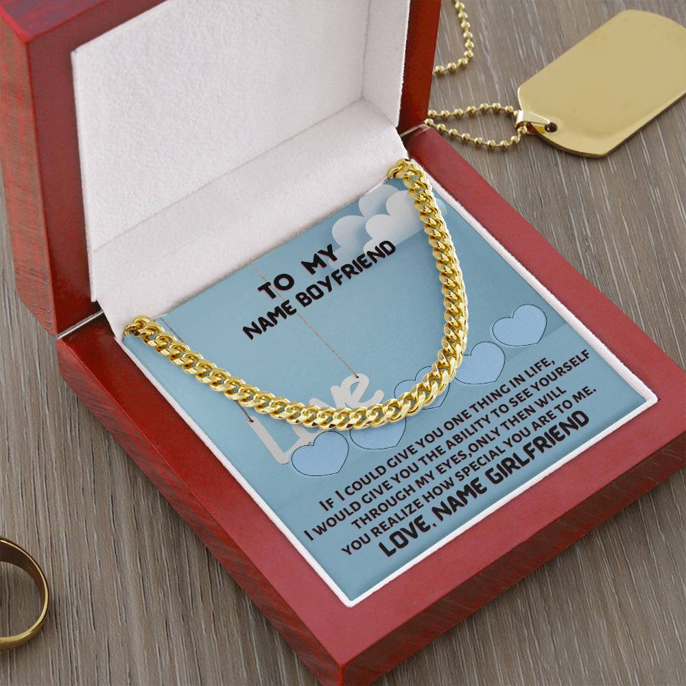 Personalized Necklace Name Gift For Boyfriend Cuban Link Chain