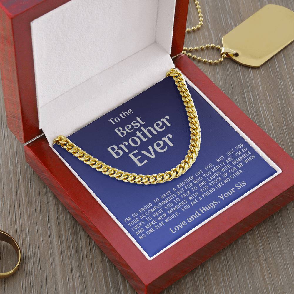 Best Brother Ever Cuban Link Necklace Gift From Sister Cuban Link Chain