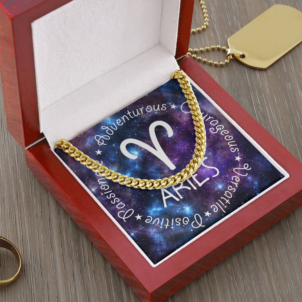 Cuban Link Chain Necklace - Aries Theme