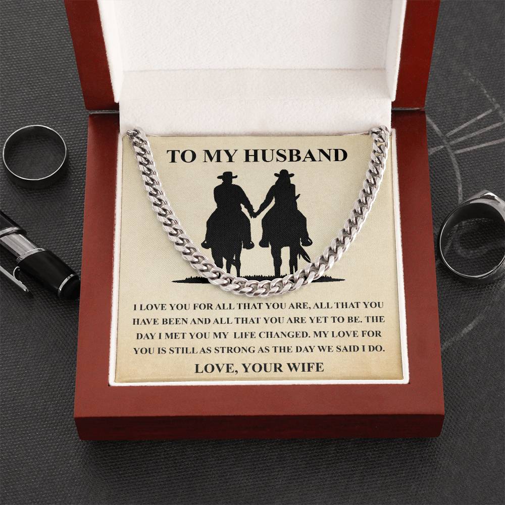 Husband Fathers Day Gift Silver Cuban Link Chain For Men Husband Birthday Gift Anniversary Gift For Horse Lover Cowboy