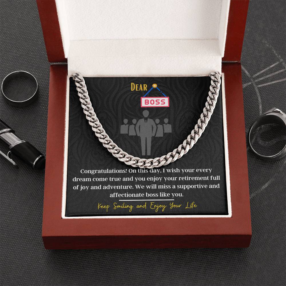 Retirement Gifts For Boss Cuban Link Chain Necklace Retirement Wishes And Gift For Boss