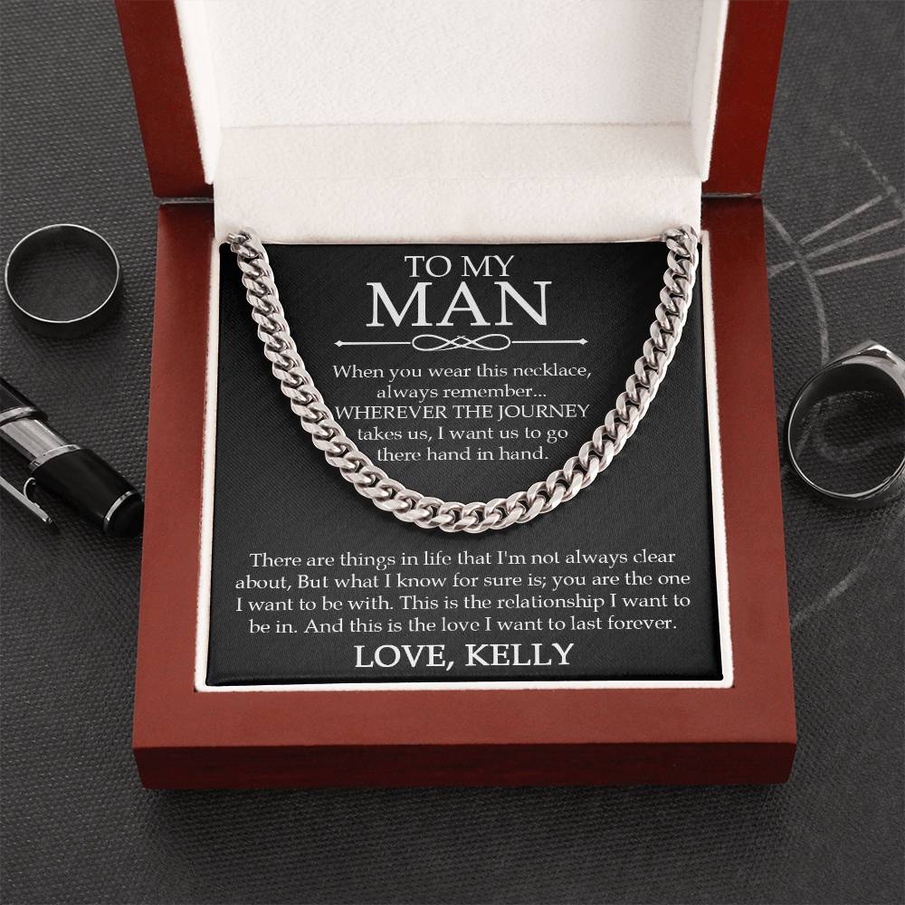 To My Man Cuban Chain Necklace Promise Necklace For Boyfriend Gifts For Boyfriend Christmas Valentines Day Gift For Bo Cuban Link Chain