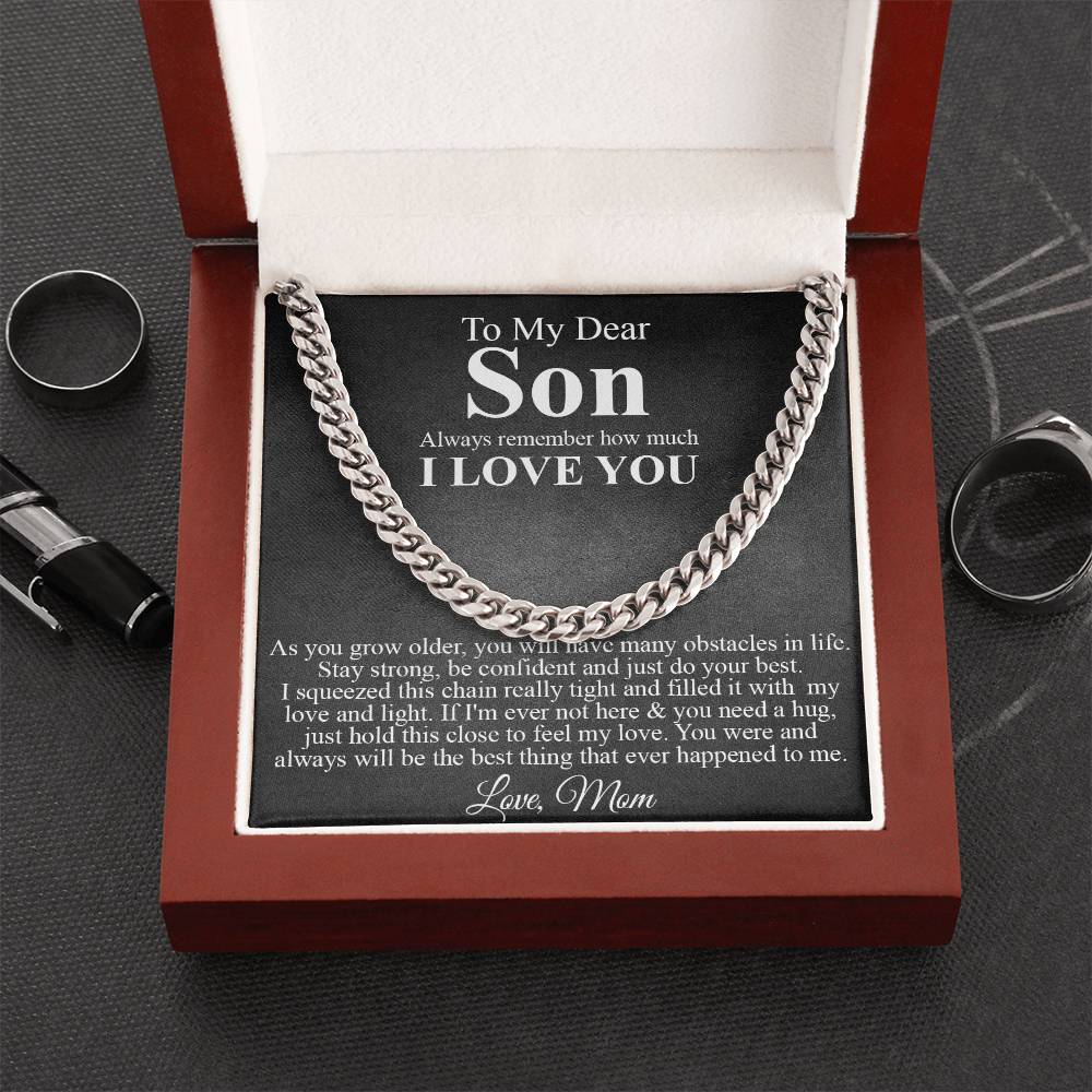 To My Dear Son Cuban Chain Necklace Son Gift From Mom Birthday Graduation Christmas Gift For Son Cuban Link Chain