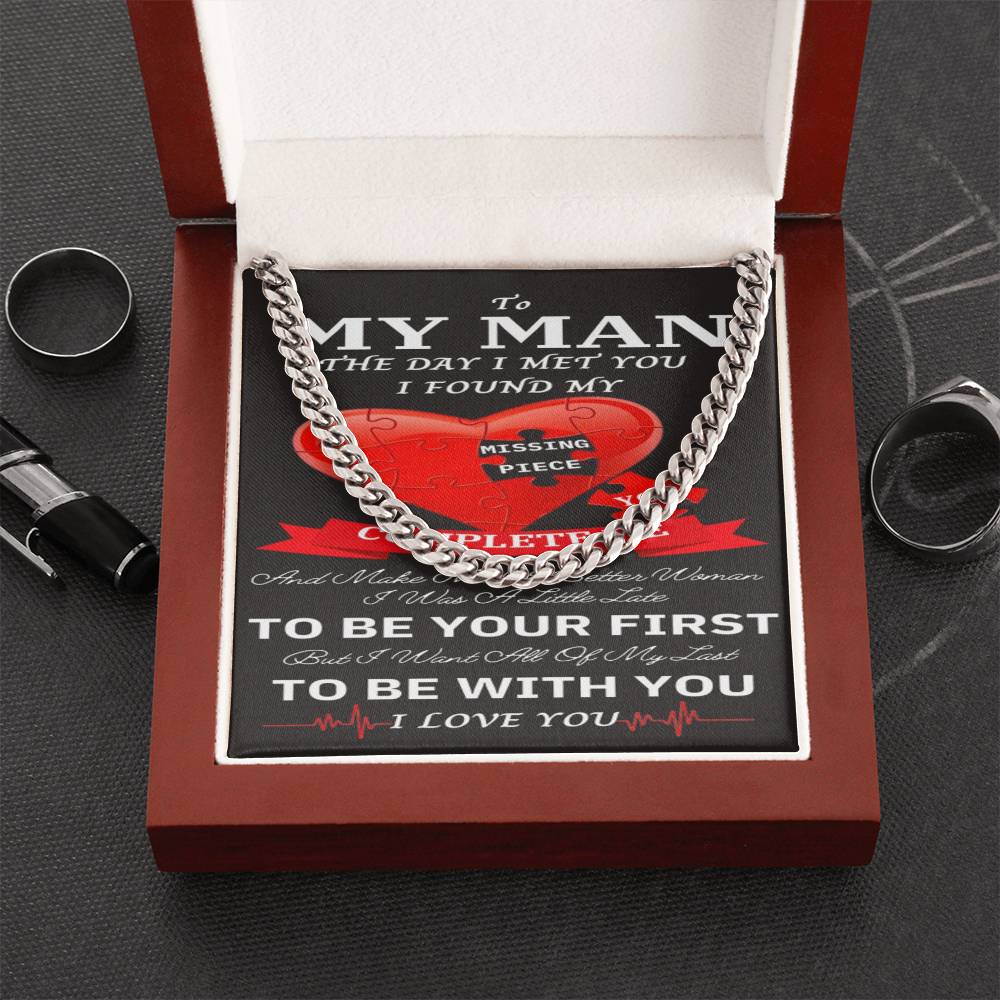 To My Man Cuban Chain Necklace For Him Romantic Birthday Gifts For Him Christmas Best Jewelry For Men Jewelry For Him Cuban Link Chain