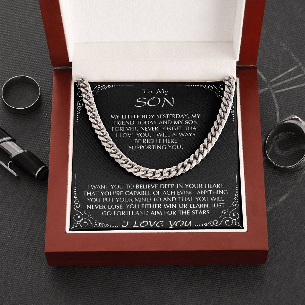 To My Son Necklace Link Chain Necklace Gift For Son From Dad Sentimental Gift For Son Birthday Gift Christmas Gift Cuban Link Chain