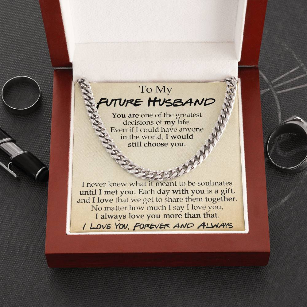 To My Future Husband Cuban Chain Necklace Sentimental Necklace For Him Anniversary Gift Birthday Gift Gift For Future Cuban Link Chain
