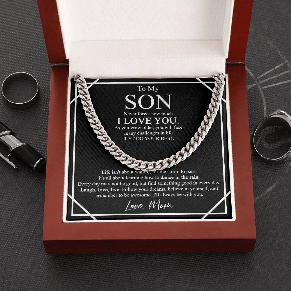 To My Son Cuban Chain Necklace - Never Forget How Much I Love You As You Grow Older Son Gift From Mom Christmas Birthd Cuban Link Chain