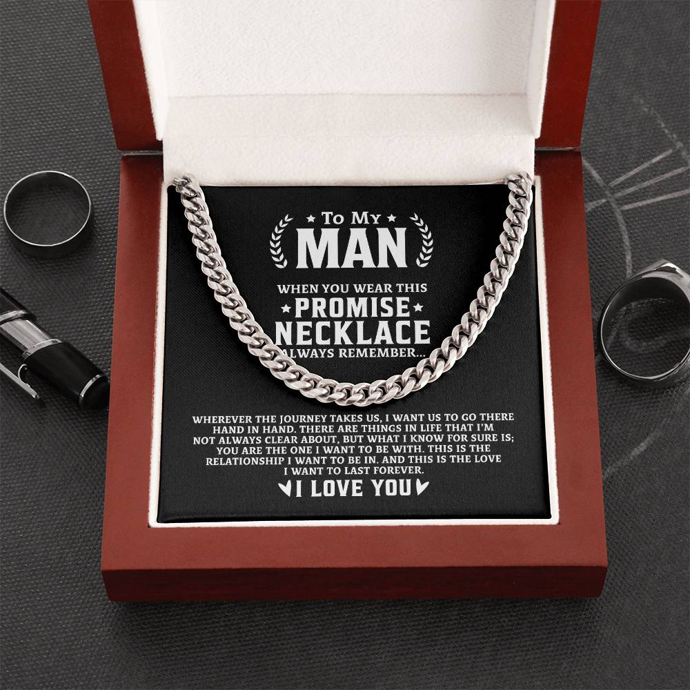 To My Man Chain Necklace Promise Necklace For Husband Boyfriend Valentine Gift For Him Cuban Link Chain