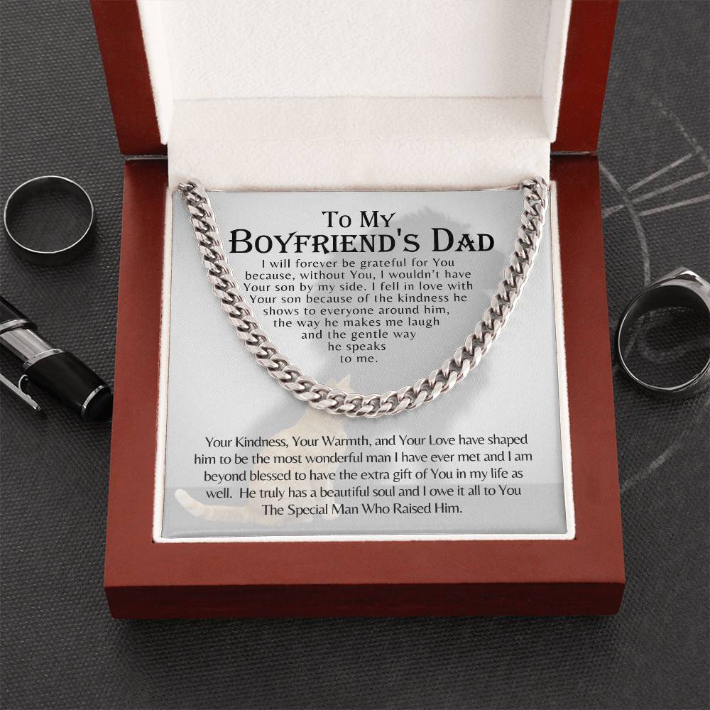 To My Boyfriends Dad Father Gift Cuban Link Chain Necklace For Christmas Birthday Just Because Fathers Day Present Sto