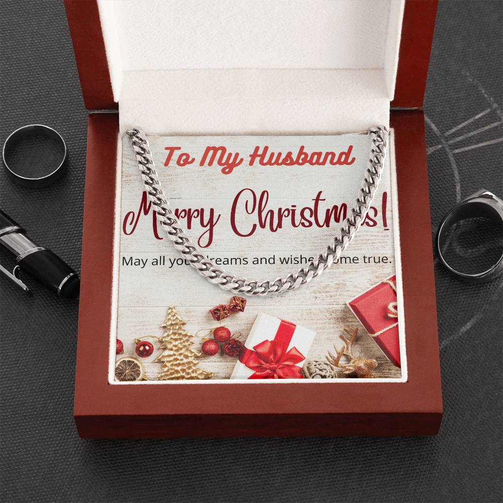 To My Husband Merry Christmas Cuban Link Chain