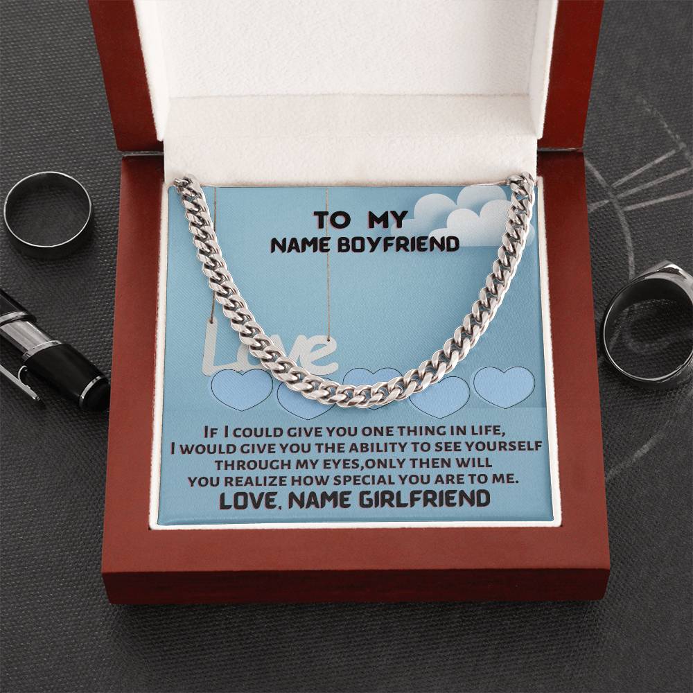 Personalized Necklace Name Gift For Boyfriend Cuban Link Chain