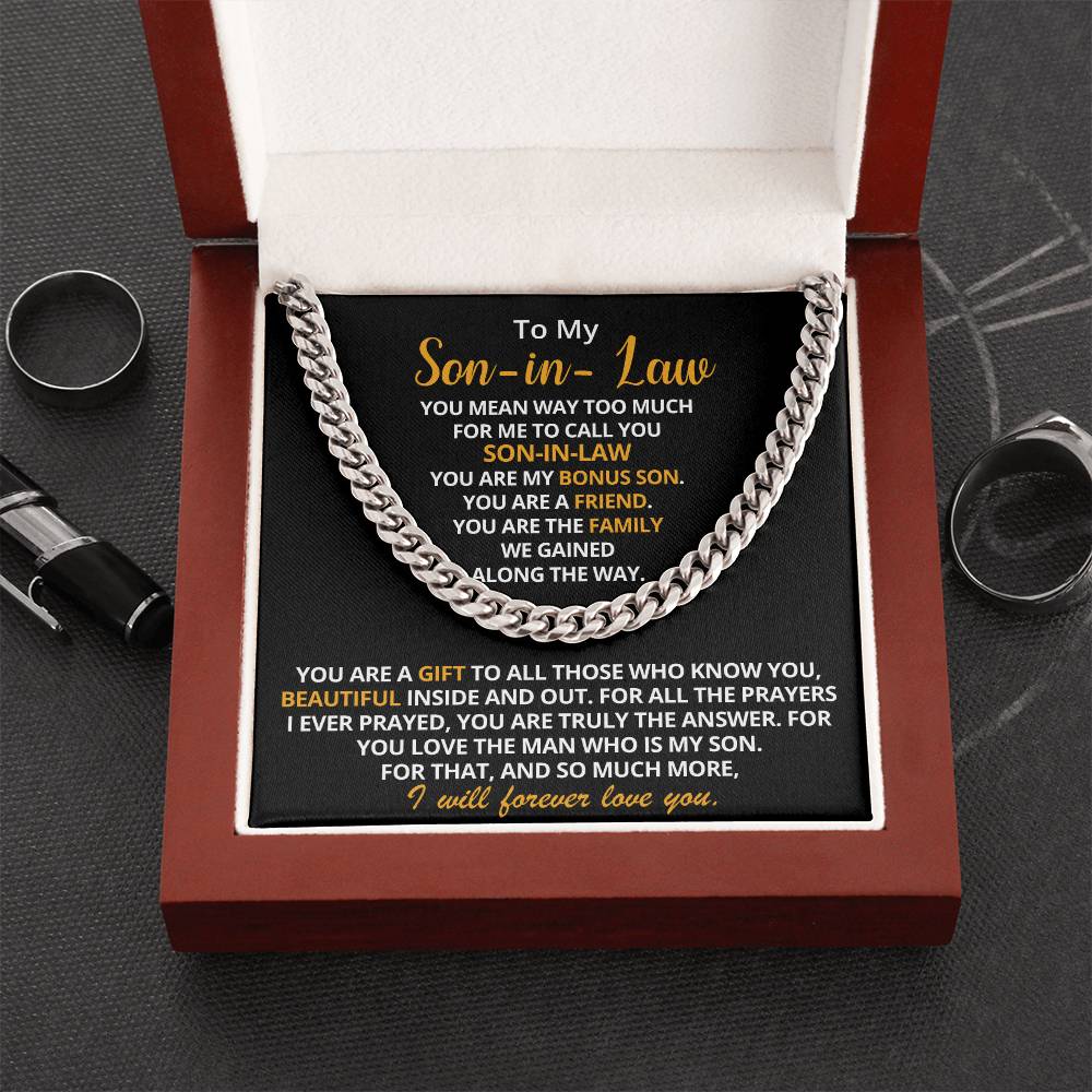 To My Son-In-Law - You Are My Bonus Son Cuban Link Chain Necklace