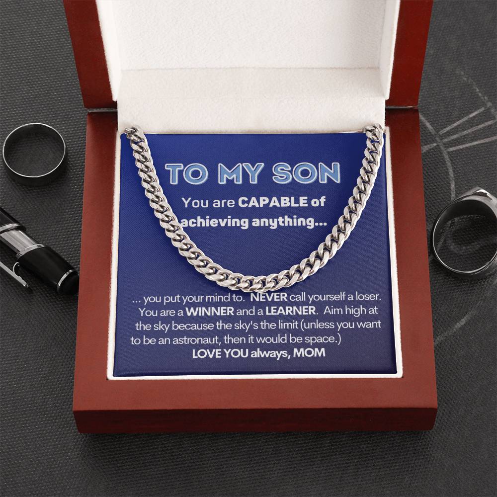 To My Son Cuban Chain Necklace Gift From Mom Cuban Link Chain