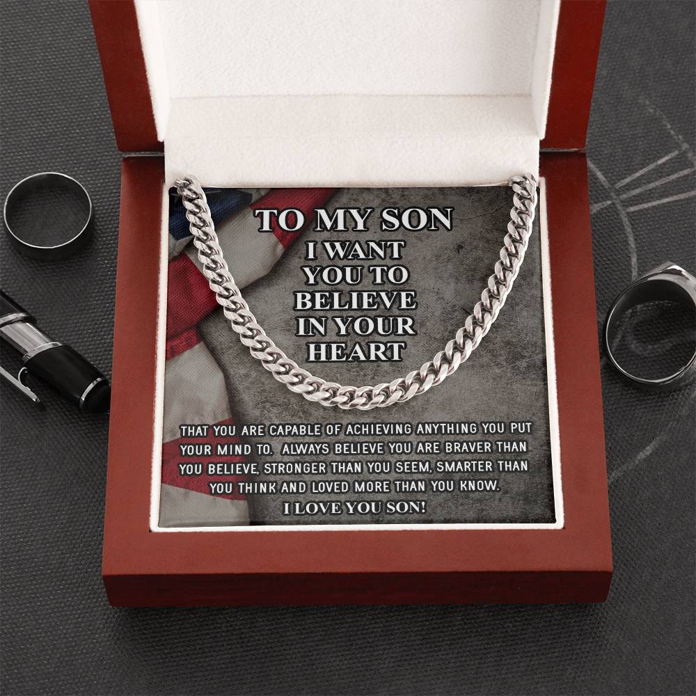 To My Son Necklace Gift For Son Son Graduation Graduate Gift Fathers Day Gift From Mom Father Son Gift Military Depoly Cuban Link Chain