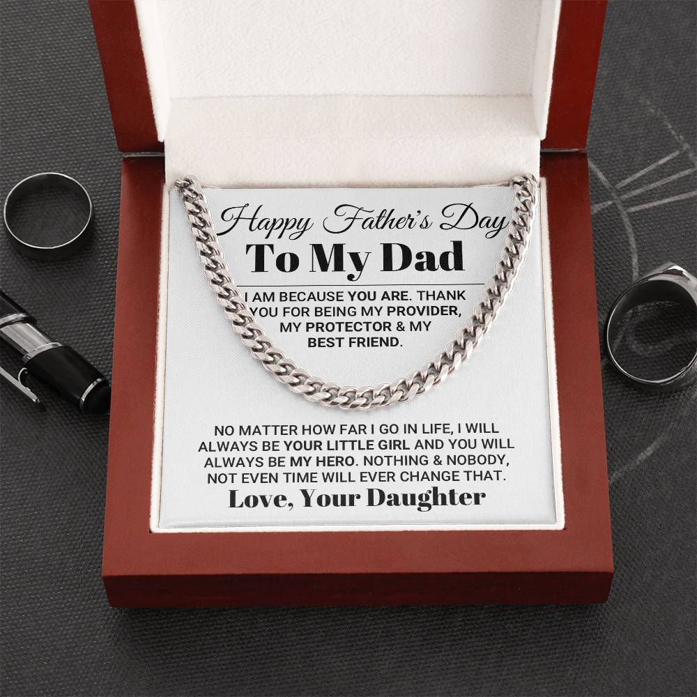 My Dad My Hero Father's Day Necklace Cuban Link Chain