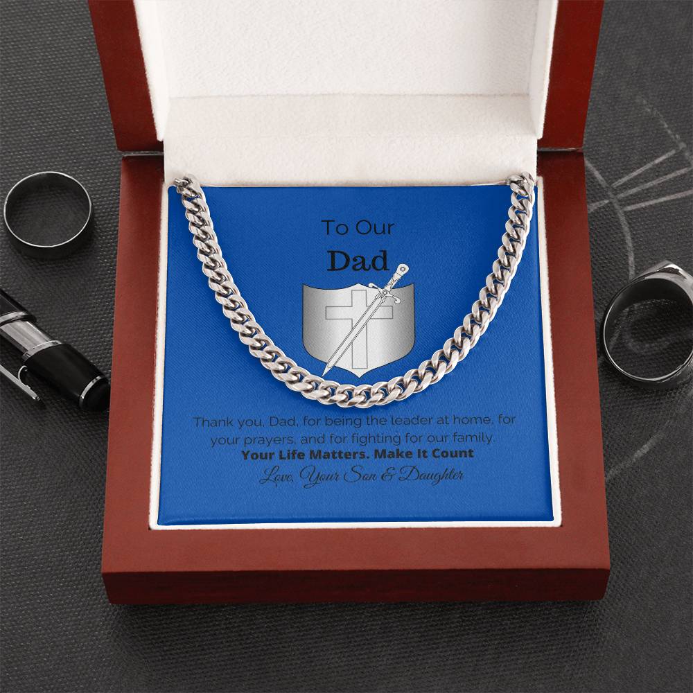 To Our Dad Gift For Him Cuban Link Chain Necklace Cuban Chain Necklace Stainless Steel 14K Yellow Gold Christmas Gift