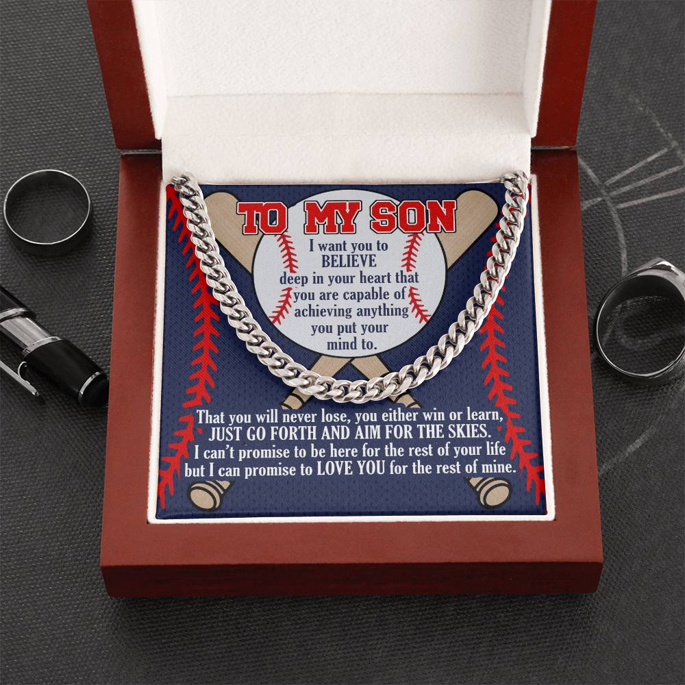 A Gift For Son Link Chain Necklace - Aim For The Skies Cuban Link Chain