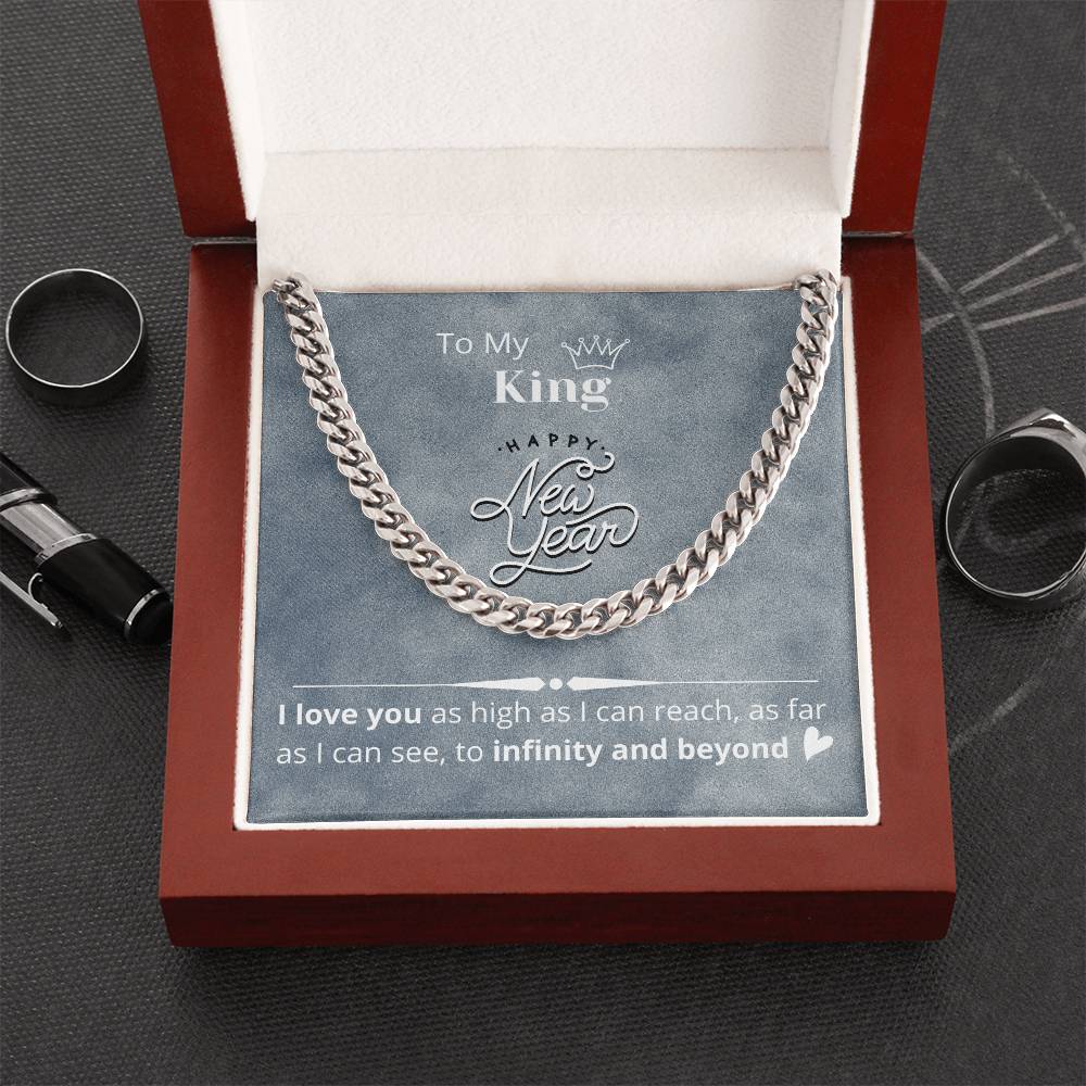 Necklace Gift For Boyfriend Husband Happy New Year Gift Message Card Cuban Link Chain