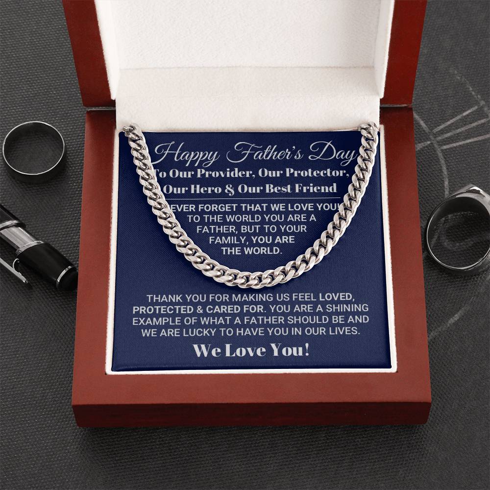 Our World Father's Day Necklace Cuban Link Chain