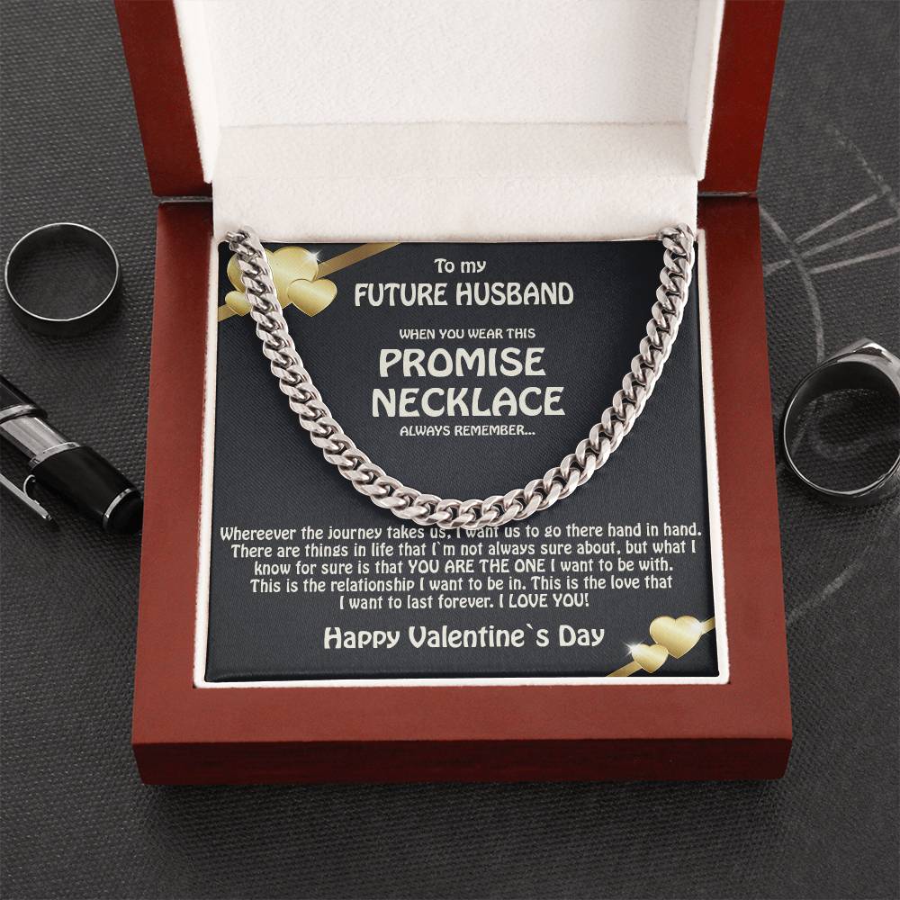 To My Future Husband Promise Necklace Solid Cuban Link Chain
