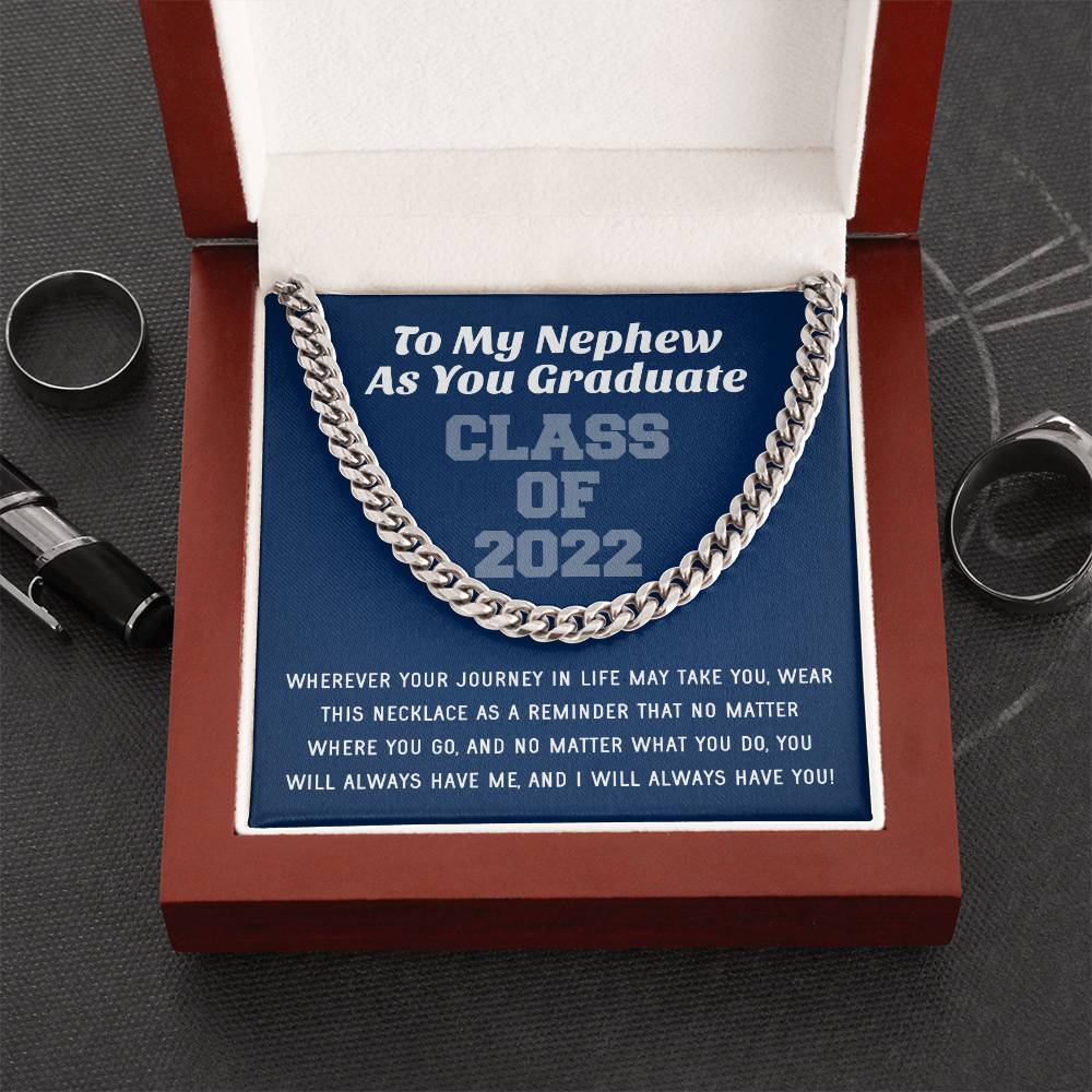 Nephew Graduation Class Of 2022 High School Graduation College Graduation Gift For Nephew Mens Silver Cuban Link Chain