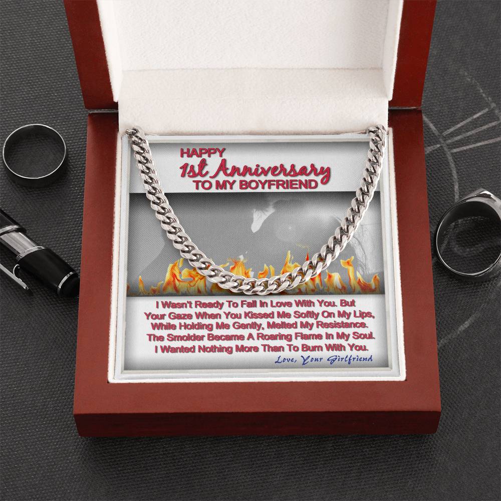 One Year Anniversary Gifts For Boyfriend Cuban Link Chain With Message Card