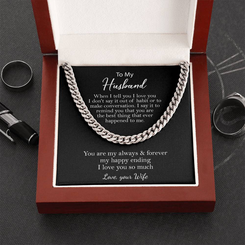 To My Husband Necklace Cuban Chain Necklace For Men Husband Birthday Valentine's Day Gift Cuban Link Chain