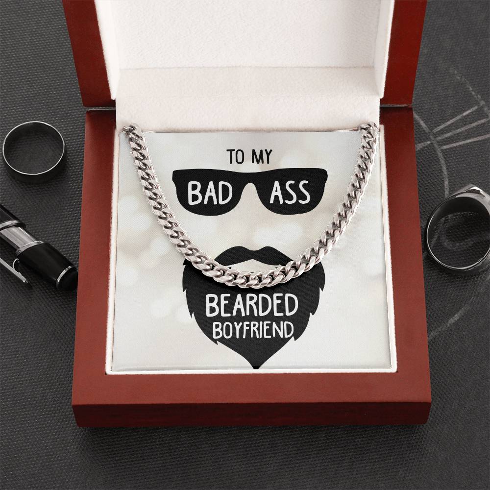 To My Badass Bearded Boyfriend - Cuban Link Chain Necklace
